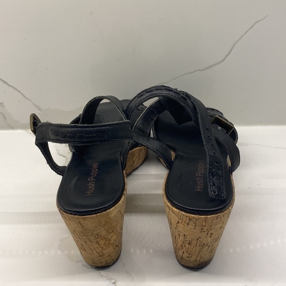 HUSH Puppies Sandals Black Adjustable Wedge Women's Size 6.5 - Picture 3 of 13